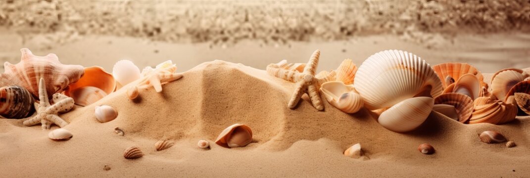 Banner, Holidays, Seasons, Festivals, Social Media, Website seashells beach, Banner, Canva, Website Header, Slider Image, Squarespace Banner 