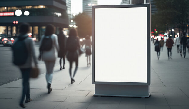 Digital Media Blank white mock up of advertising light box billboard at city background