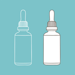 A dropper outline mockup. Cosmetic, vector illustration.