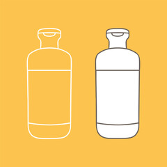 Dishwashing detergent bottle template. Copy space. Linear, vector, realistic, outline illustration.