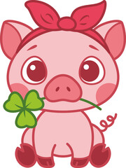 Doodle Cute Pig Cartoon Illustration