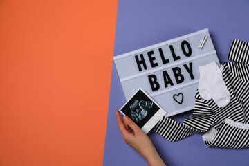 Composition for waiting a baby concept, space for text