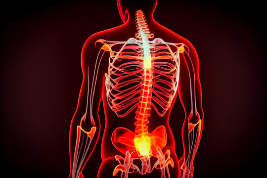 pain in the lumbar spine illustration Generative AI