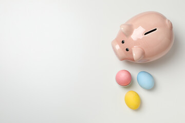 Concept of saving money for easter holidays, space for text