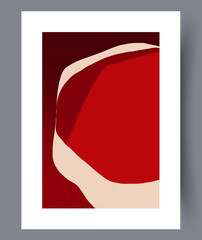 Abstract shapes scarlet elements wall art print. Wall artwork for interior design. Printable minimal abstract shapes poster. Contemporary decorative background with elements.