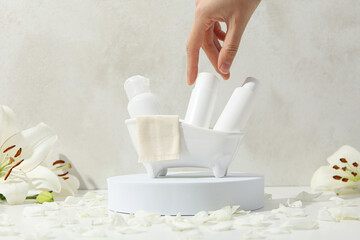 Concept of cosmetic and beauty care accessories