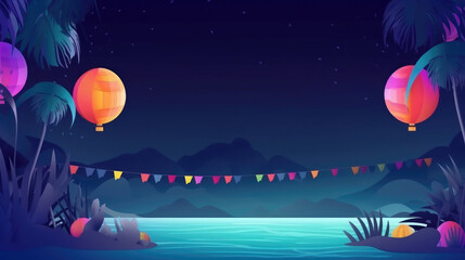 Naklejka premium Summer Party Background Illustration AI Generative.