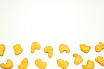 Concept of tasty fast food, nuggets, space for text