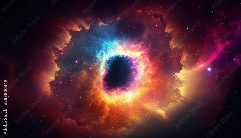 Wall mural universe space and galaxy bigbang supernova explode from the center release dust cloud and colorful 