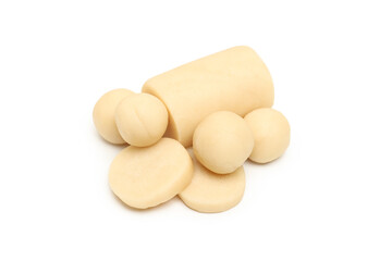 Delicious sweet food - marzipan, isolated on white background