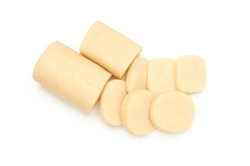 Delicious sweet food - marzipan, isolated on white background