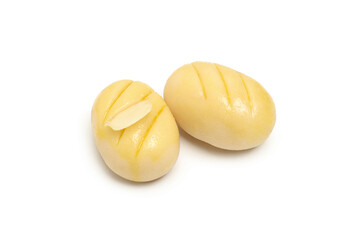 Delicious sweet food - marzipan, isolated on white background