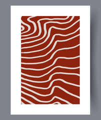 Abstract lines wavy stripes wall art print. Contemporary decorative background with stripes. Printable minimal abstract lines poster. Wall artwork for interior design.