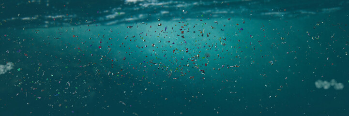 plastic pollution, micro plastic particle in ocean water  © dottedyeti