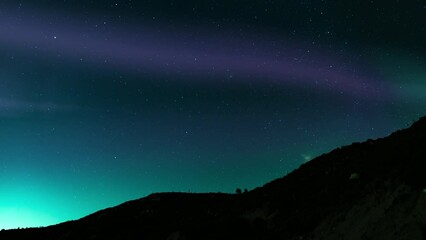 Northern Lights Purple Loop Winter Mountain Hills