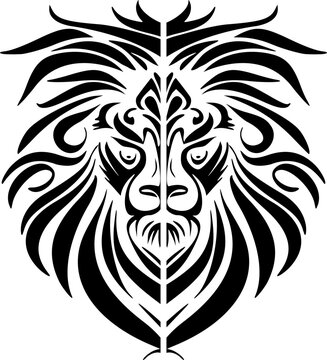 Vector logo featuring lion in monochrome black and white.