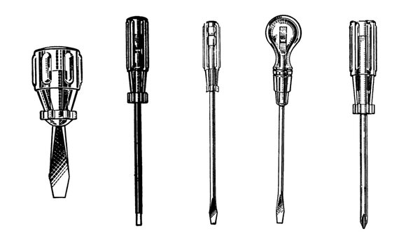 Vector Screwdriver Collection on White Background