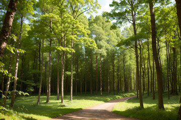Fototapeta premium Lush green forest with pleasant surroundings