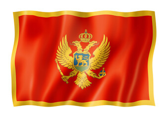 Montenegro flag isolated on white