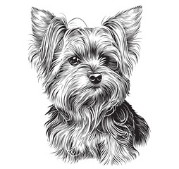 Yorkshire terrier dog hand drawn sketch illustration - obrazy, fototapety, plakaty