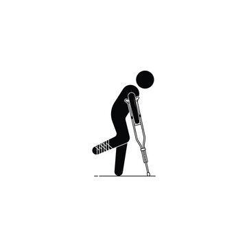 injured person walking crutches black clip art preview