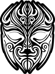 BW vector tattoo of Polynesian god mask sketch