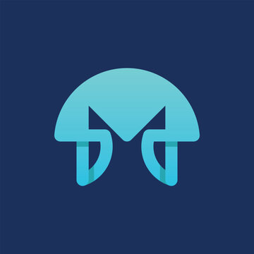 Letter m jellyfish modern creative simple logo