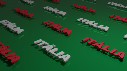 3D representation with the name Italy in Portuguese
