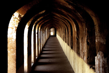 light in the tunnel of Bada Imambada of Lucknow
