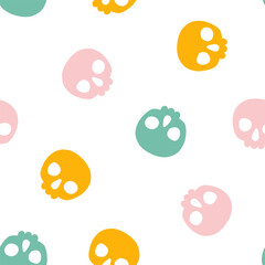 Seamless pattern with colorful halloween skull