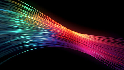 Optical fiber rainbow stripes illustration. Generative AI