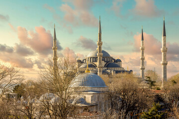 The biggest mosque in Istanbul Turkiye of Sultan Ahmed Ottoman Empire, Blue Mosque Sultanahmet...