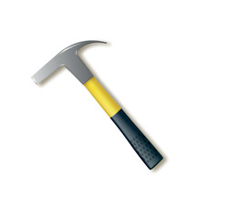 Rock climbers hammer with a yellow fiberglass handle. Vector