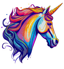 Fototapeta na wymiar Rainbow Rider: A Colorful Unicorn Design Fit for a Fairytale