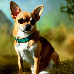 chihuahua dog sitting on grass