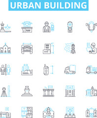Urban building vector line icons set. Urban, Building, Architecture, Skyscraper, Tower, Structure, Blocks illustration outline concept symbols and signs
