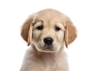young golden retriever puppy, close-up shot, perfect for pet lovers, isolated on white background, generative AI