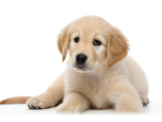 playful golden retriever puppy, high-quality photography, white background for versatile use, generative AI