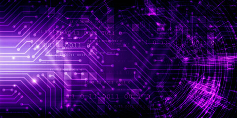 2d illustration Abstract futuristic electronic circuit technology background
