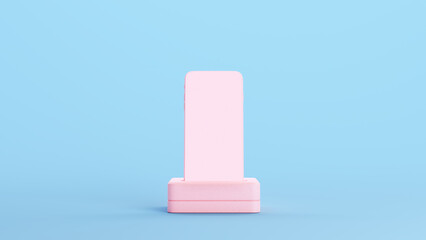 Pink Slim Phone Charger Desk Screen Fun Kitsch Blue Background 3d illustration render digital rendering