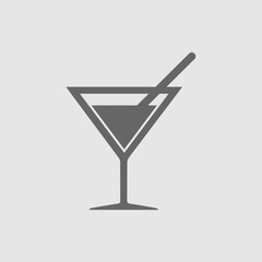 Cocktail vector icon EPS 10. Drink with straw simple isolated symbol.