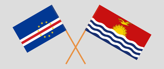 Crossed flags of Cape Verde and Kiribati. Official colors. Correct proportion