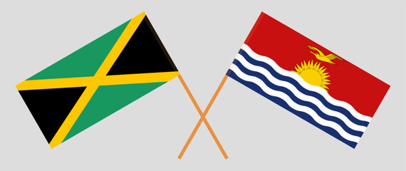 Crossed flags of Jamaica and Kiribati. Official colors. Correct proportion