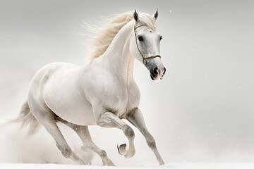 Obraz na płótnie Canvas beautiful white horse running