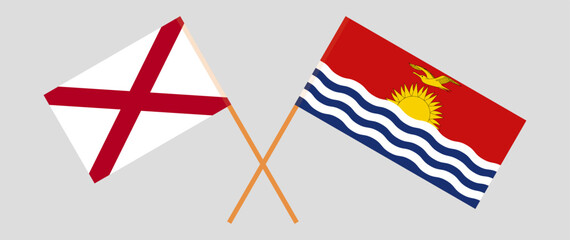 Crossed flags of The State of Alabama and Kiribati. Official colors. Correct proportion