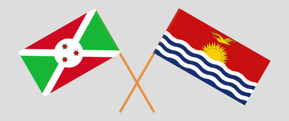 Crossed flags of Burundi and Kiribati. Official colors. Correct proportion