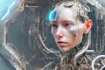 Lady futuristic cyborg - AI-Generated fine art 