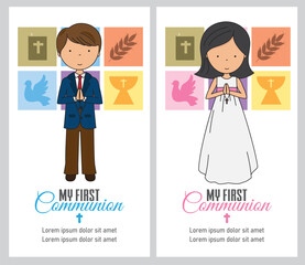 set of two communion cards for a girl and a boy	
