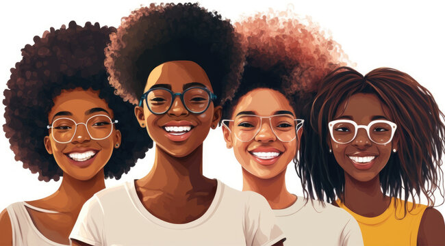 A group of afro girls friends enjoying their time together. Generative AI