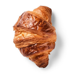 Fresh croissant. Isolated collection elements for design. AI generated. Top view, flatlay. Transparent PNG background.